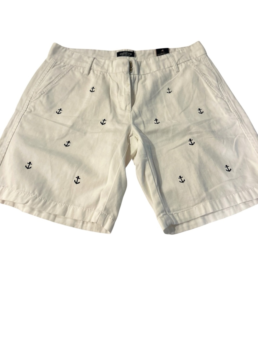 Cuffys White Anchor Embroidered Cotton Shorts 🆕